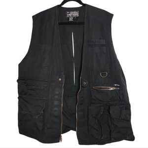 Tact Gear Black Zip Vest Fishing Hunting Outdoors Multiple Pockets Mens Size XL